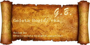 Geleta Boglárka névjegykártya